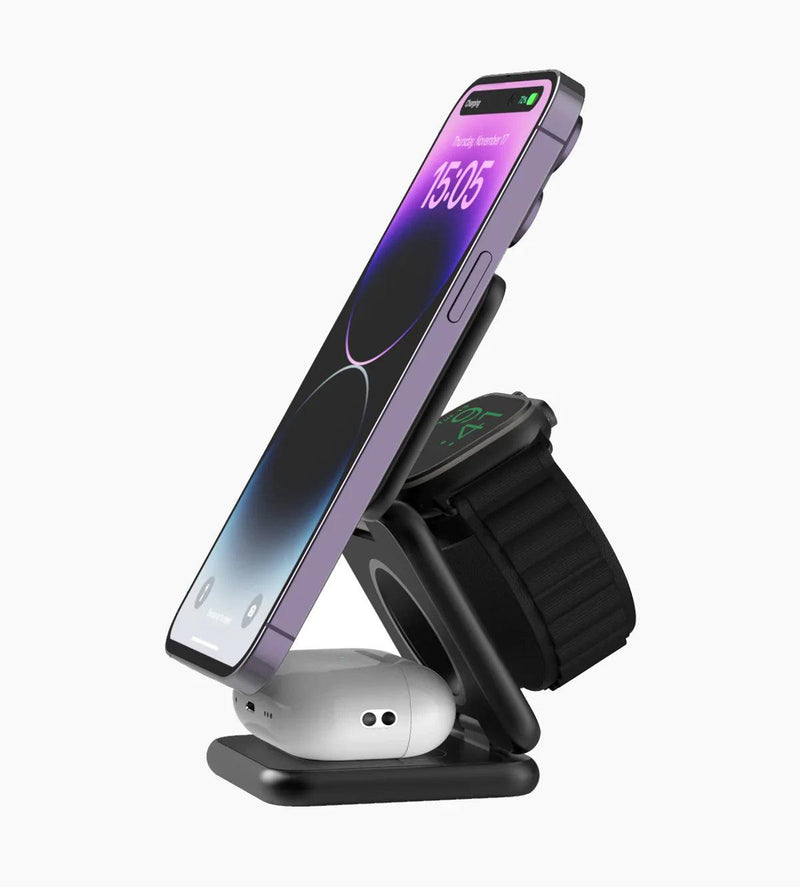 3-In-1 Foldable Magnetic Wireless Charger & Stand Kit - SolutionPrime