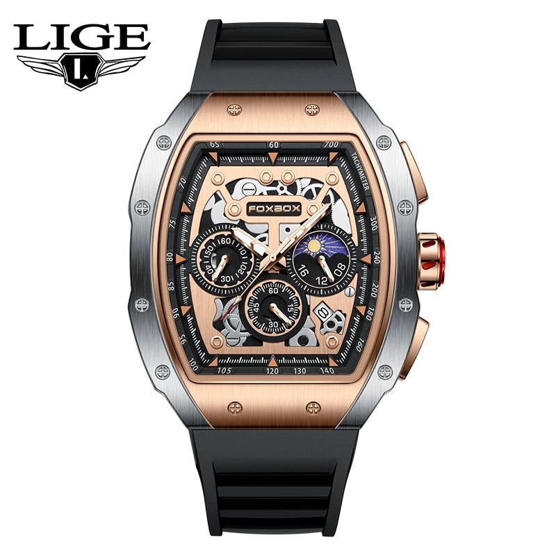 LIGE Luxury Mens Quartz Watches Business FOX BOX